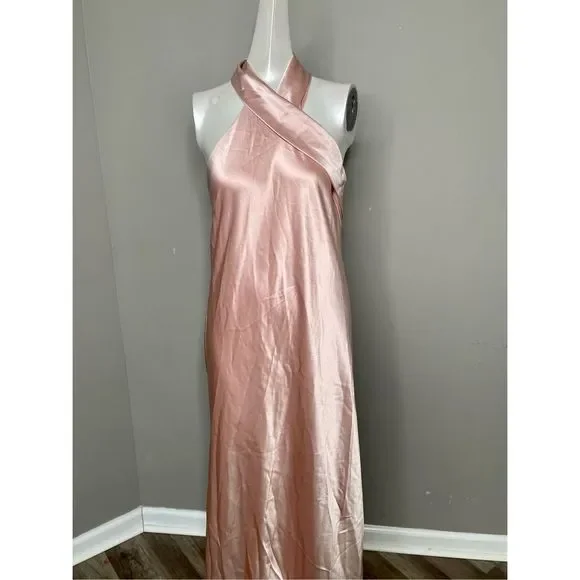 Galvan Pandora Satin Halterneck Midi-Dress - Picture 8 of 13